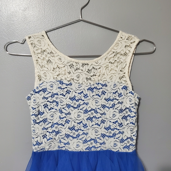 Rare Editions Blue Tulle and Off White Lace Dress Girls Size 14 - Picture 2 of 8